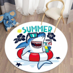 &bdquo;Shark Kawaii Art&ldquo; atspausdintas apvalus kilimas gyvenamajam kambariui &bdquo;Kilimų stovyklavimo pikniko kilimėlis&ldquo; miegamojo kilimas flanelinis neslystantis jogos kilimėlis 60cm