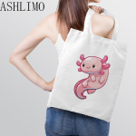 &bdquo;Kawaii Pink Axolotl&ldquo; rankinė, sulankstoma daugkartinio naudojimo audinys, moteri&scaron;kas eleganti&scaron;kas pirkėjų krep&scaron;ys &bdquo;Harajuku&ldquo; studentų drobinis krep&scaron;ys bakalėjos krep&scaron;ys 24*26cm