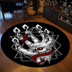 Apvalus kilimas Satanistinė katė Ožka pasmeigta Sosto zona Ateistas Kilimas Vonios kilimėlis Juodas kilimėlis Svetainė Namų dekoracija Diameter 60cm