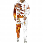 3D Dragon Printed Vyri&scaron;ki megztiniai, gobtuvai, vyri&scaron;ki sportiniai kostiumai su gyvūnais / megztinis / striukė / kelnės Sportinė apranga pavasario rudens vyri&scaron;kas kostiumas XXL