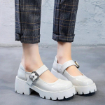 Fujin 7 cm lakinė natūrali oda vasarinės moteri&scaron;kos platformos sagtis Patogi mergina Preppy stiliaus mergina Mary Jane Lolita batai pompos