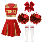 Girls Cheer Leader Helovino pasirodymas, uniforminis kostiumas vidurinėje mokykloje be rankovių su klostytais sijonais. 7-8 Years