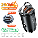100W QC3.0 PD automobilinis įkroviklis Mini USB Type C automobilinio įkroviklio adapteris greito įkrovimo automatinis telefono įkroviklis skirtas iPhone Xiaomi mobiliajam telefonui Dual 100W USB