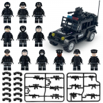 Riot Black SWAT automobilių mažų dalelių statybiniai blokeliai Vaiki&scaron;ki statybiniai blokeliai žaislas Kalėdų dovana