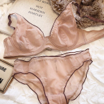 Prancūzi&scaron;kas itin plonas apyrankės apatinis trikotažas moterims apatinis trikotažas Sexy Deep V Push Up liemenėlės rinkinys Vasaros komfortas, kvėpuojantis apatinis trikotažas ir kelnaitės L