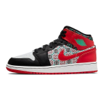 Air Jordan 1 Mid SE GS Ugly kalėdinis megztinis vaikams sportbačiai raudona balta juoda DM1208-150 36.5