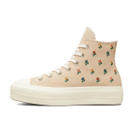 Converse Chuck Taylor All Star Lift Platform Auk&scaron;ti Batai su Siuvinėtomis Rožėmis Moteri&scaron;ki Sportbačiai Rudo Farro Egret A04300C 36