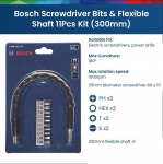 Bosch Profesionalus atsuktuvo antgalių lankstaus veleno 11 vnt rinkinys 200 mm 300 mm atsuktuvo antgalių lankstaus veleno komplektas 360&deg; įvairia kryptimi