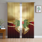 Kalėdinių varpelių dekoras Tiulio langų užuolaida Permatomos užuolaidėlės Užuolaidos svetainei Virtuvės dekoras Drapiruotės panelė 135W x 114H(cm)