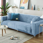 Prabangus aksominis sofos užvalkalas Super &scaron;iltas elastingas sofos užvalkalas svetainei vienspalvis baldų apsauginis fotelis užvalkalas 4seater 230-300cm dangaus mėlyna spalva