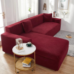 Vandeniui atsparus tvirtas elastingas sofos užvalkalas gyvenamajam kambariui, tamprus žakardo elastano kampas, L formos sofos sofos užvalkalas 4 seat 235-300cm vynas