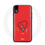 Coque pour Iphone XS Max BTS Bangtan Gar&ccedil;ons BT21 TATA V Fond Rouge
