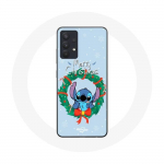 Coque pour Samsung Galaxy A13 4G / A13 4G Lite Stitch neige joyeux No&euml;l bleu