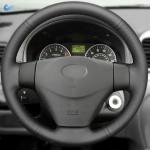 Perforuotos odos užvalkalas Hyundai Accent 2006-2011 Getz 2005 Kia Rio 5 2006 2007 2008 2009 automobiliui, vairo apdaila, juodas