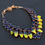 Natural Ametrine, Blue Topaz Gemstone Handmade Copper Gift Necklace 18 n5w26
