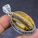 Natural Tiger Eye Gemstone 925 Steling Silver Jewelry Pendant 2.09 q8v25