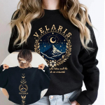 Velaris City of Starlight megztinis ACOTAR Hoodie The Night Court megztinis Moteri&scaron;ki grafiniai megztiniai Vintažinis SJM Merch Megztinis S juoda