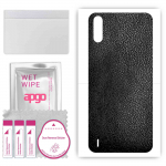apgo Protective Skin Sticker for the back compatible with Tecno Spark Go, Wrap Film, Foil, Vinyl - Pattern Black Leather
