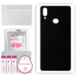 apgo Protective Skin Sticker for the back compatible with Samsung Galaxy M20, Wrap Film, Foil, Vinyl - Pattern Matte Black