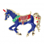 Populiarūs spalvingi pie&scaron;iniai arklio formos sagė emalis Lucky Horse segtukas atvartas apykaklės krep&scaron;ys suknelė ženklelis madingi papuo&scaron;alai aksesuarai mėlyna