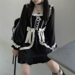 Japoni&scaron;ka Lolita Gothic Dress Girl Patchwork Vintage Designer Mini Suknele Japan Style Kawaii Clothes Rudeninės suknelės moterims