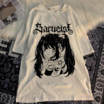 Femme Japanese Streetwear Harajuku Loose Oversize mar&scaron;kinėliai Moteri&scaron;ki anime mar&scaron;kinėliai Drabužiai Vasaros grafinis vir&scaron;us animacinių filmų mar&scaron;kinėliai XS