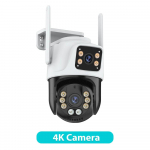 IP kamera 6K HD trijų ekranų i&scaron;orinė WiFi kamera lauko 4K dvigubo objektyvo automatinio sekimo sauga PTZ kameros vaizdo stebėjimas iCsee 4K Camera