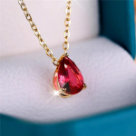 Topaz Blue Crystal Water Drop pakabukų karoliai moterims Auksinės spalvos grandinėlės karoliai, vestuvių papuo&scaron;alai auksas/raudona