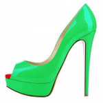 LOSLANDIFEN Sexy Peep Toe Platform Moteri&scaron;ki Siurbliai 14cm Itin auk&scaron;ti lakinės odos auk&scaron;takulniai Batai Raudoni Vestuviniai Stiletai Didelis Dydis 43 44 44 žalia