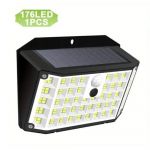 Saulės &scaron;viesa 160 LED lauko sodo dekoracija IP65 vandeniui atspari saulės sieninė lempa judesio jutiklis tvoros žibintai kiemui vejai važiuojamajai daliai 1 pc