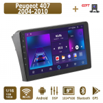 Android Carplay automobilinis radijas, skirtas Peugeot 407 2004-2010 daugialypės terpės grotuvo galvos blokas Stereo GPS navigacija BT WIFI 4+64GB 1+16GB
