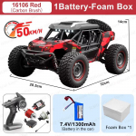 Naujas galingas lenktyninis automobilis 50/70KM/H 4WD RC automobilis 4x4 visureigio drifto lenktyninis automobilis 1:16 &scaron;epetėlių RC sunkvežimio elektrinio greitaeigio dreifuojančio automobilio berniuko žaislo dovana 1 Battery raudona