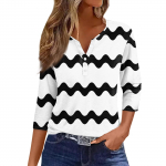 Laisvalaikio mados moteri&scaron;ki mar&scaron;kinėliai su V formos i&scaron;kirpte septyniomis rankovėmis dryžuota vir&scaron;utinė dalis su sagomis XXXL mėlyna