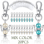 Kūrybingas sargų angelų sparnų raktų pakabukas plius organzos mai&scaron;eliai ir ačiū etiketės kūdikio sutiktuvių vakarėlio reikmenys vestuvių gimtadienio dovanos (Įvairių spalvų 20 vnt.) Mix Color 20pcs