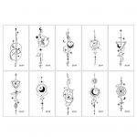 10 vnt laikinų tatuiruočių vandeniui atsparių geometrinių tikrovi&scaron;kų ilgalaikių dizainų Geometrinės tatuiruotės vyrams ir moterims One Size 10 pcs