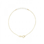 PERLINEA - Bracelet 7 V&eacute;ritables Perles de Culture d'Eau Douce Rondes 3-4 mm Blanc Naturel - Or Jaune - Bijoux Femme