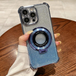 &bdquo;iPhone 15/16 Gradient Glitter Dėklas su keturių kampų apsauga ir magnetiniu stovu&ldquo; Apple 12PROMAX rožinio aukso spalvos