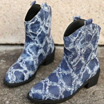 Moteri&scaron;ki masyvūs vieni batai Rudens nauji smailianosiai Džinsiniai aulai Neslidūs Atsparūs dėvėjimuisi Patogūs trumpi batai 35 džinsinio mėlyna spalva