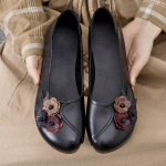 Moteri&scaron;ki plok&scaron;čiapadžiai Vasariniai Retro Natūralios Odos Mokasinai Mink&scaron;ti Oksfordo Tipo Mamos Laisvalaikio Batai Gėlių Kvėpuojantys Loaferiai Zapatos Mujer CN 35 juoda
