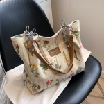 Moteri&scaron;kas drobės krep&scaron;ys Naujas vasarinis Didelės talpos Gėlėmis margintas Pečių krep&scaron;ys Madingas Auk&scaron;tos kokybės Tekstūros Visur priderinamas Moteri&scaron;kas krep&scaron;ys