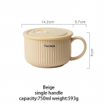 YWDL europieti&scaron;kas dryžuotas greito paruo&scaron;imo makaronų dubuo su rankena Keraminiai virtuvės indai Salotų sriubai Vaisių makaronai Saugus mikrobangų krosnelėje