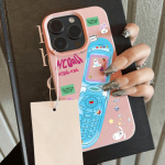 Telefono dėklas iPhone 11 13 dėklas iPhone 12 14 15 16 Pro Max 12 Pro 15 Plus Odinis Pie&scaron;tas Vandeniui Atsparus Apsaugotas nuo kritimo ir Atsparus dėvėjimuisi Animacinis iPhone 16 Pro Max rožinė