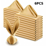 6 vnt. Ry&scaron;kus &Scaron;ilkas Banketinis Prabangus Stalo Serviravimas Eleganti&scaron;kas &Scaron;velnus Lygus Audinys Nuotakos Du&scaron;ai Kvadratinės Satino Servetėlės Vestuvėms 43x43cm auksas