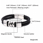 Nauja vyri&scaron;ka pintinė apyrankė i&scaron; natūralios odos vyrams, madinga apyrankė i&scaron; nerūdijančio plieno, dovanos 165mm juoda