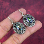 Mystic Topaz 925 kieto sterlingo sidabro auskarai, rankų darbo brangakmenių papuo&scaron;alų auskarai, atminimo dienai 1.77 Inches