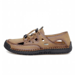 38-48 Vasarinės vyri&scaron;kos odinės paplūdimio sandalai, visi&scaron;kai rankų darbo, vyri&scaron;ki sandalai su uždaru priekiu vyrams 39 juoda