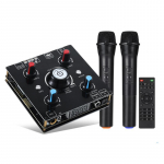 Dvigubas mikrofonas Karaoke ma&scaron;ina Bluetooth 5.0 Garso galios stiprintuvas Integruotas stiprintuvas ir U-disko grotuvas Namų garso žemų dažnių garsiakalbių sistema