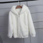 Moteri&scaron;ka žieminė korėjieti&scaron;ka trumputė moteri&scaron;ka &scaron;ilta laisva pliu&scaron;inis gobtuvas storas paltas striukė dirbtinis kailis XXXXXL