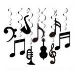 Muzikos nata Kabantys Sūkuriai Dekoracijos Muzikinė Folijos Sūkurio I&scaron;kirpta Spiralinė Lubų Dekoracija Muzikos Temos Vakarėliui, Vestuvėms, Kūdikių Sutiktuvių, Gimtadienio Reikmenys 18pcs