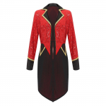 Moteri&scaron;kas blizgantis cirko ringmeistro kostiumas ilgomis rankovėmis, liūto dresuotojo kostiumas, frakas, &scaron;varkas L raudona